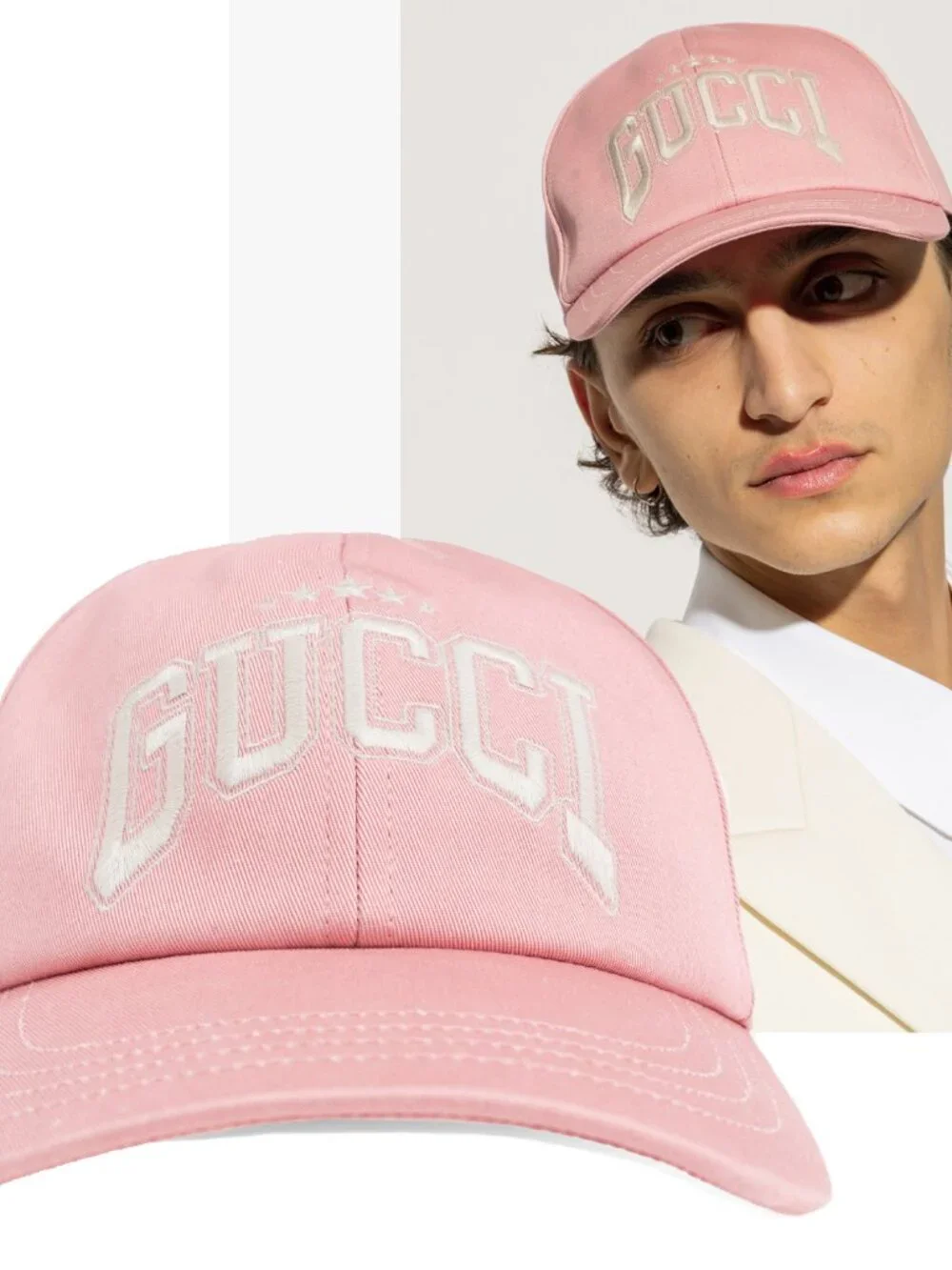 GUCCI HAT BASEBALL CAP PINK COTTON w LOGO EMBROIDERY UNISEX sz XL 60cm